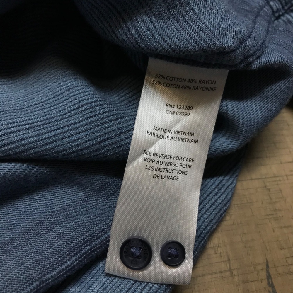 Travis Mathew Shirt Mens Size L Blue Button Up Long Sleeve Striped Cotton Blend - Picture 4 of 11